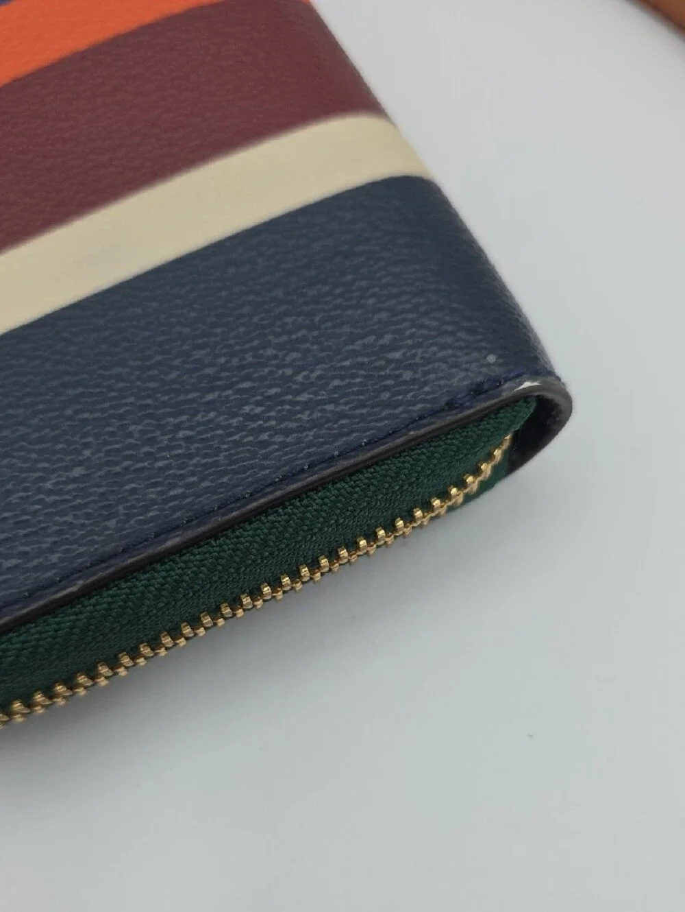 Tory Burch Navy Multicolor Stripe Zip Wristlet